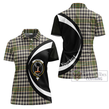 Burns Check Tartan Women's Polo Shirt with Family Crest Circle Style