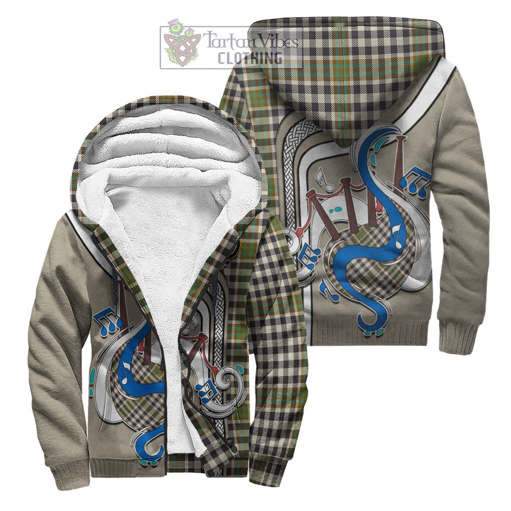 Burns Check Tartan Sherpa Hoodie with Epic Bagpipe Style Unisex S - Tartanvibesclothing Shop