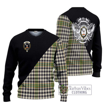 Burns Check Tartan Ugly Sweater with Family Crest and Military Logo Style