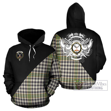 Burns Check Tartan Hoodie with Family Crest and Military Logo Style