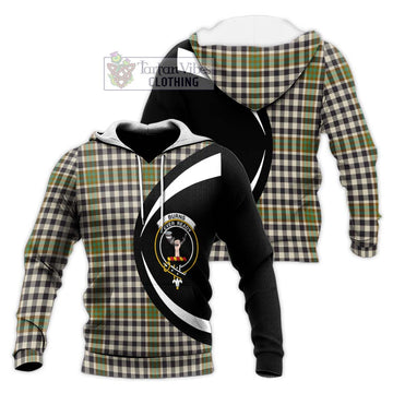 Burns Check Tartan Knitted Hoodie with Family Crest Circle Style