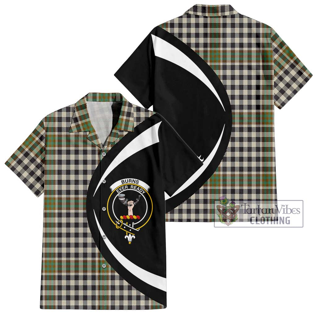 Burns Check Tartan Short Sleeve Button Up with Family Crest Circle Style Kid - Tartan Vibes Clothing