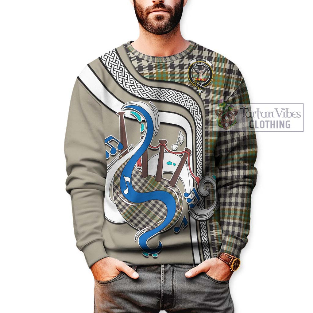 Burns Check Tartan Sweatshirt with Epic Bagpipe Style Unisex - Tartanvibesclothing Shop