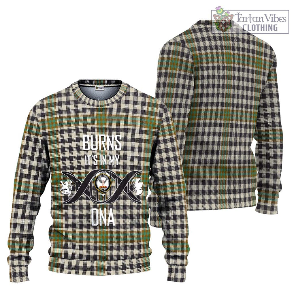 Burns Check Tartan Knitted Sweater with Family Crest DNA In Me Style Unisex - Tartanvibesclothing Shop