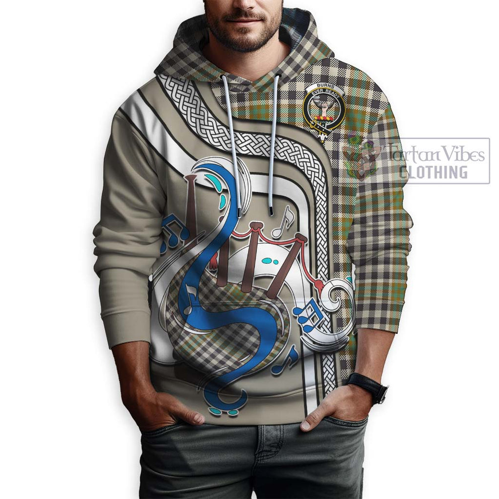 Burns Check Tartan Hoodie with Epic Bagpipe Style Zip Hoodie - Tartanvibesclothing Shop