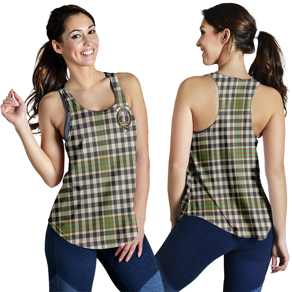 Burns Check Tartan Women Racerback Tanks with Family Crest