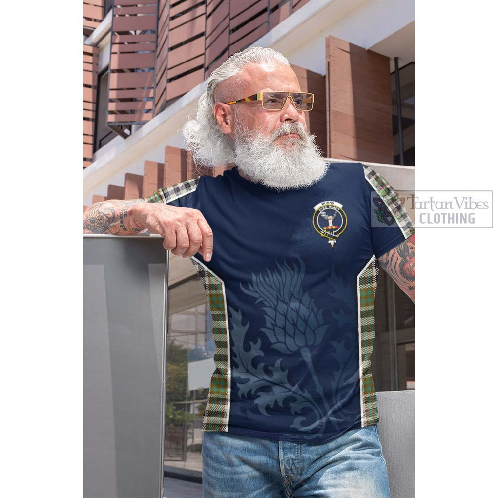 Tartan Vibes Clothing Burns Check Tartan Cotton T-shirt with Family Crest and Scottish Thistle Vibes Sport Style