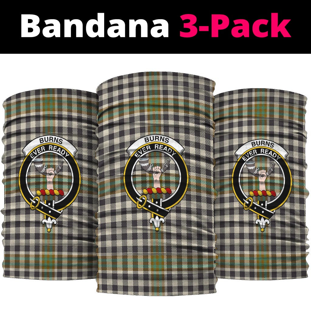 Burns Check Tartan Neck Gaiters, Tartan Bandanas, Tartan Head Band with Family Crest One Size - Tartanvibesclothing