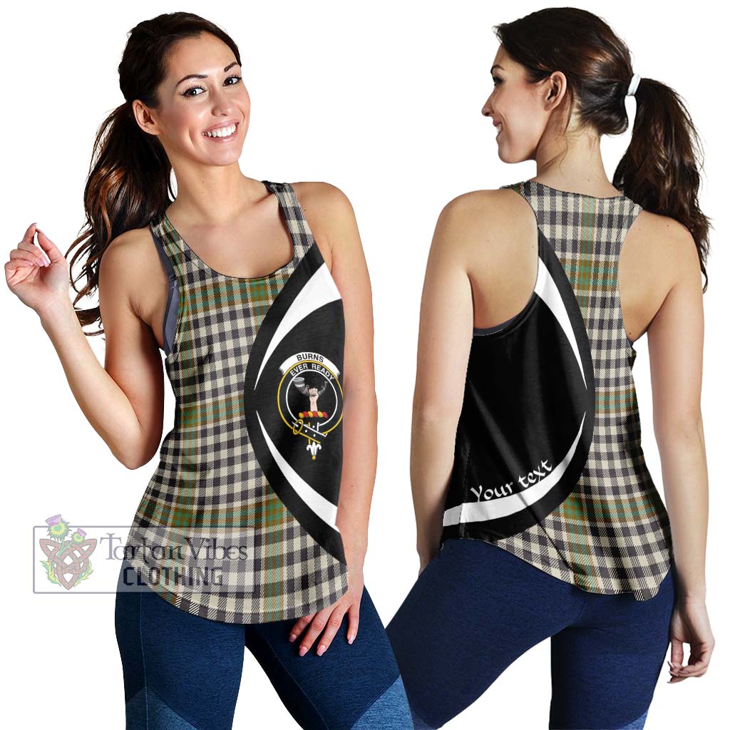 Burns Check Tartan Women's Racerback Tanks with Family Crest Circle Style 4XL - Tartan Vibes Clothing