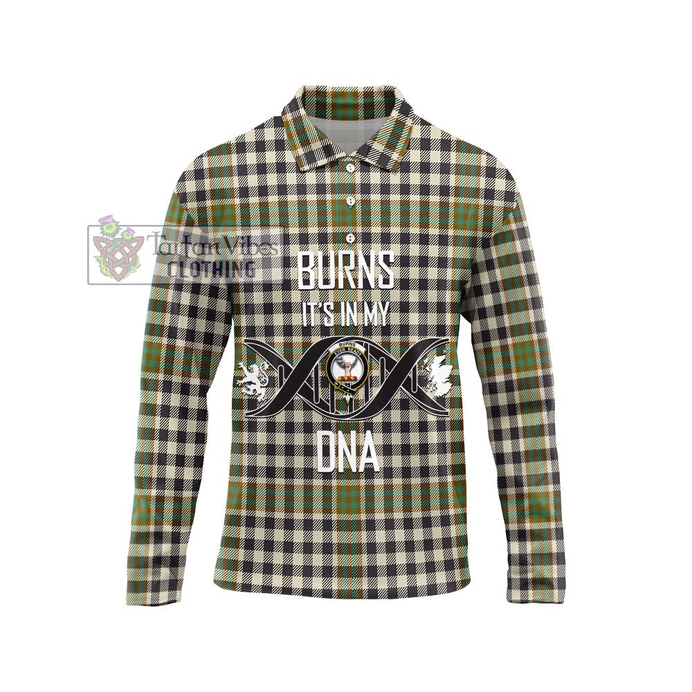 Burns Check Tartan Long Sleeve Polo Shirt with Family Crest DNA In Me Style Unisex - Tartanvibesclothing Shop