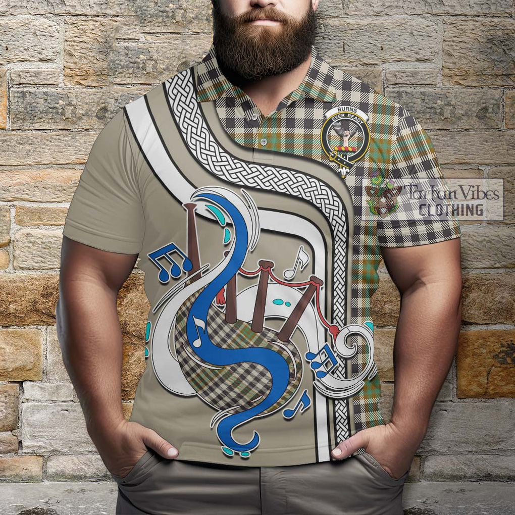 Tartan Vibes Clothing Burns Check Tartan Polo Shirt with Epic Bagpipe Style