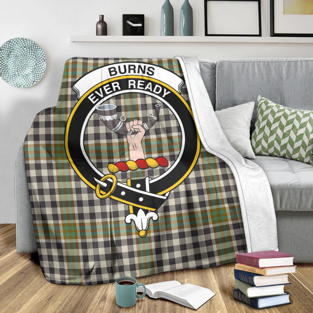 Burns Check Tartan Blanket with Family Crest X-Large 59 x 79 inches 150 x 200 cm - Tartan Vibes Clothing