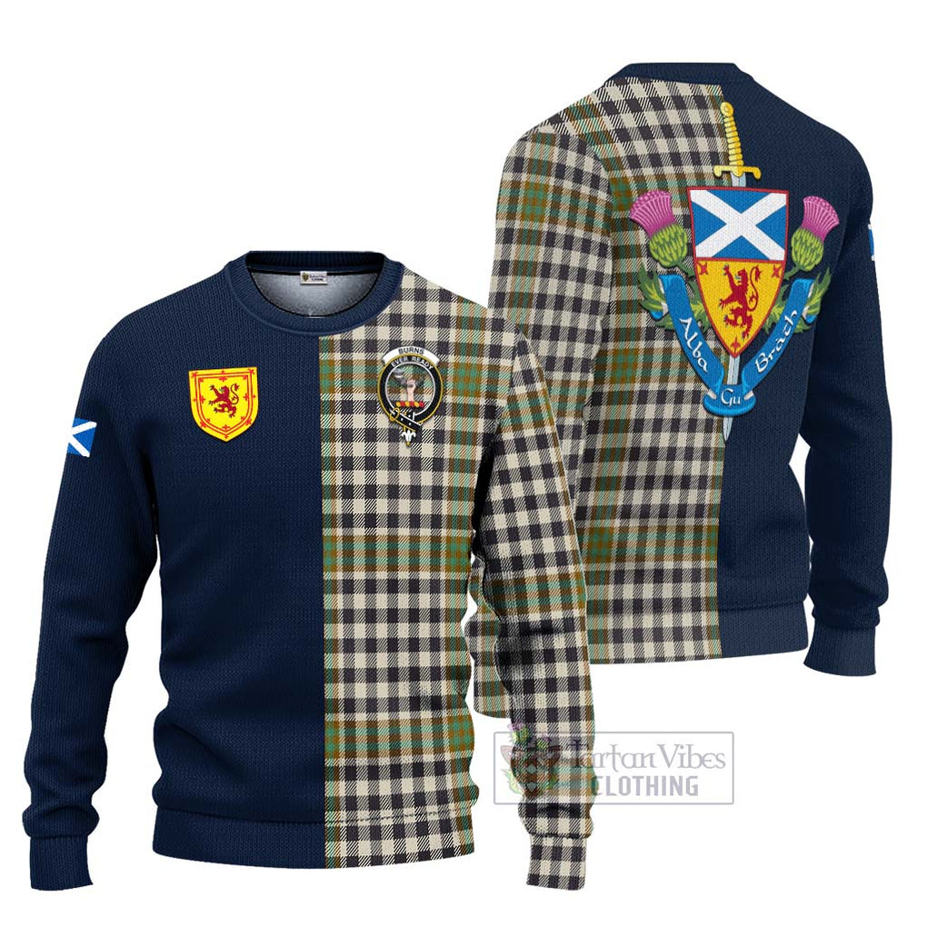 Tartan Vibes Clothing Burns Check Tartan Knitted Sweater with Scottish Lion Royal Arm Half Style