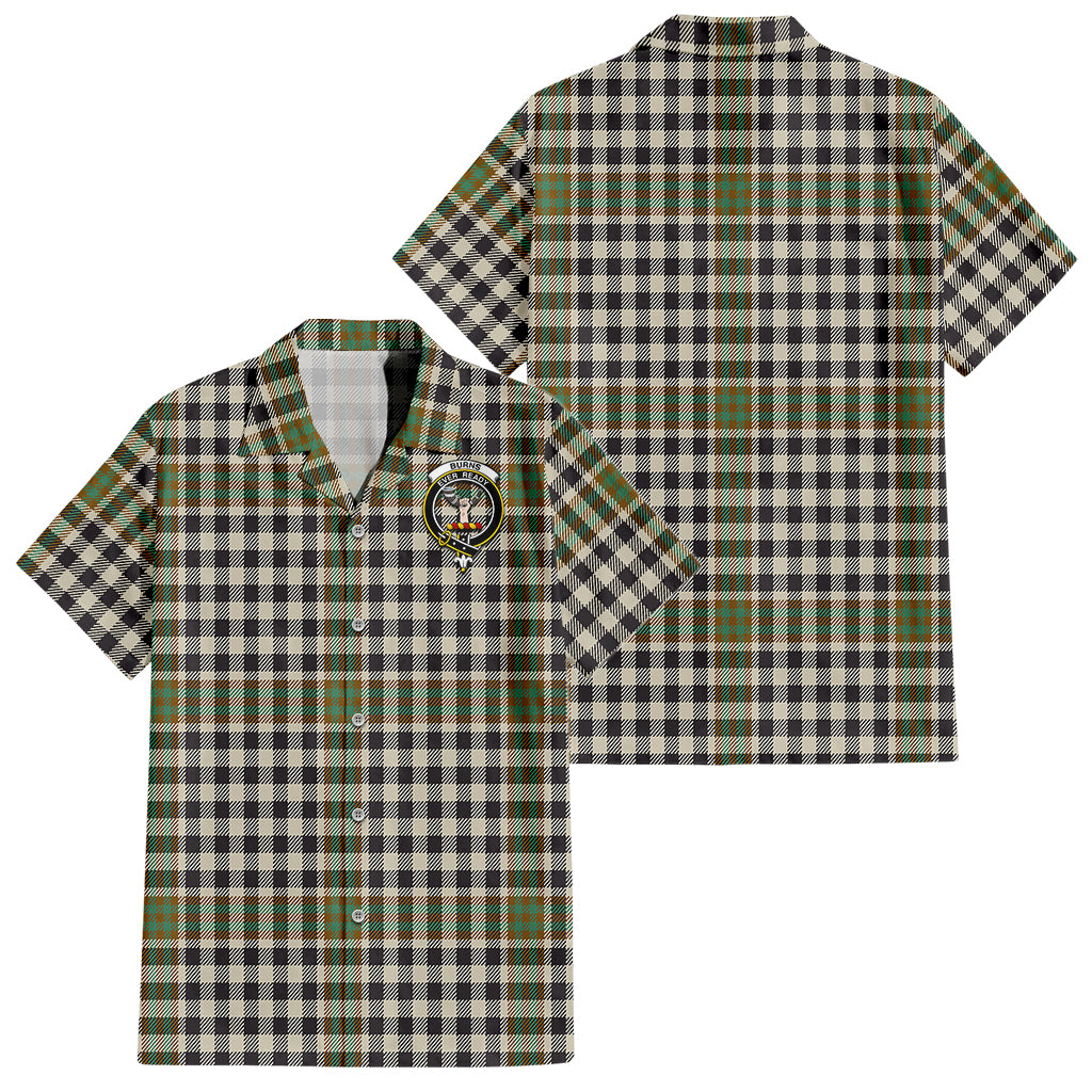 Burns Check Tartan Short Sleeve Button Down Shirt with Family Crest