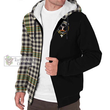 Burns Check Tartan Sherpa Hoodie with Family Crest and Half Of Me Style