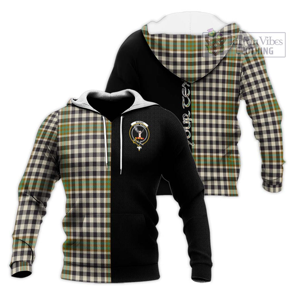 Burns Check Tartan Knitted Hoodie with Family Crest and Half Of Me Style Unisex Knitted Pullover Hoodie - Tartanvibesclothing Shop