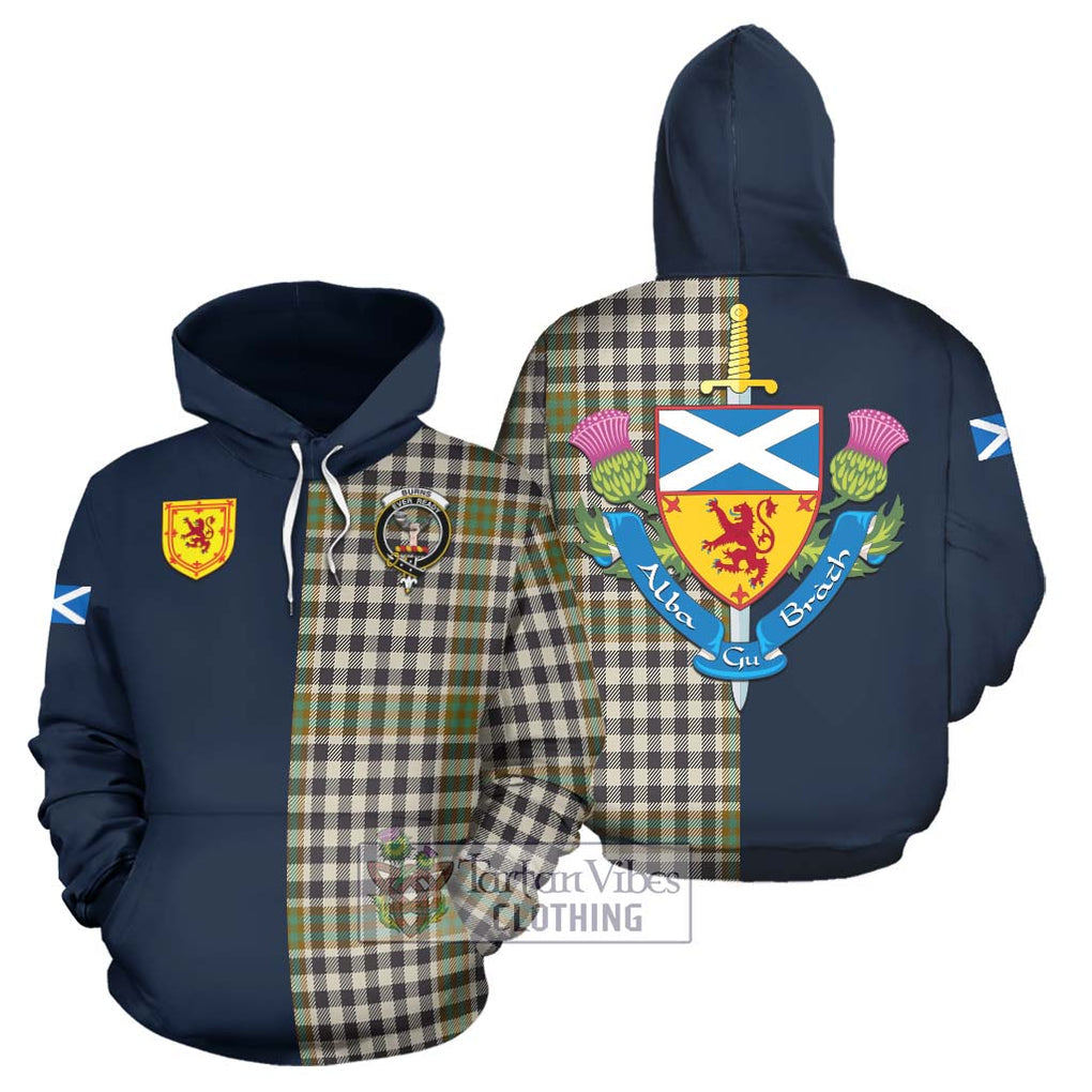 Tartan Vibes Clothing Burns Check Tartan Hoodie with Scottish Lion Royal Arm Half Style