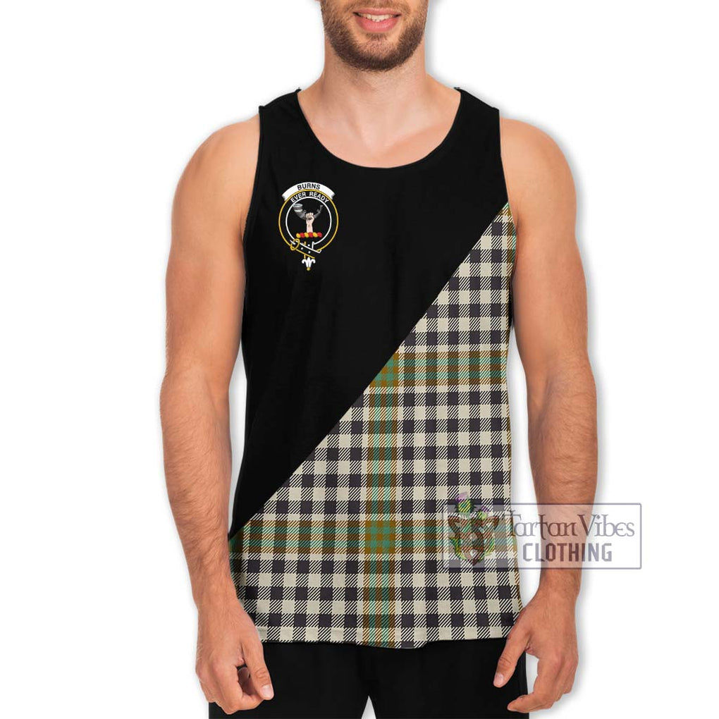 Burns Check Tartan Men's Tank Top with Family Crest and Military Logo Style Men - Tartanvibesclothing Shop