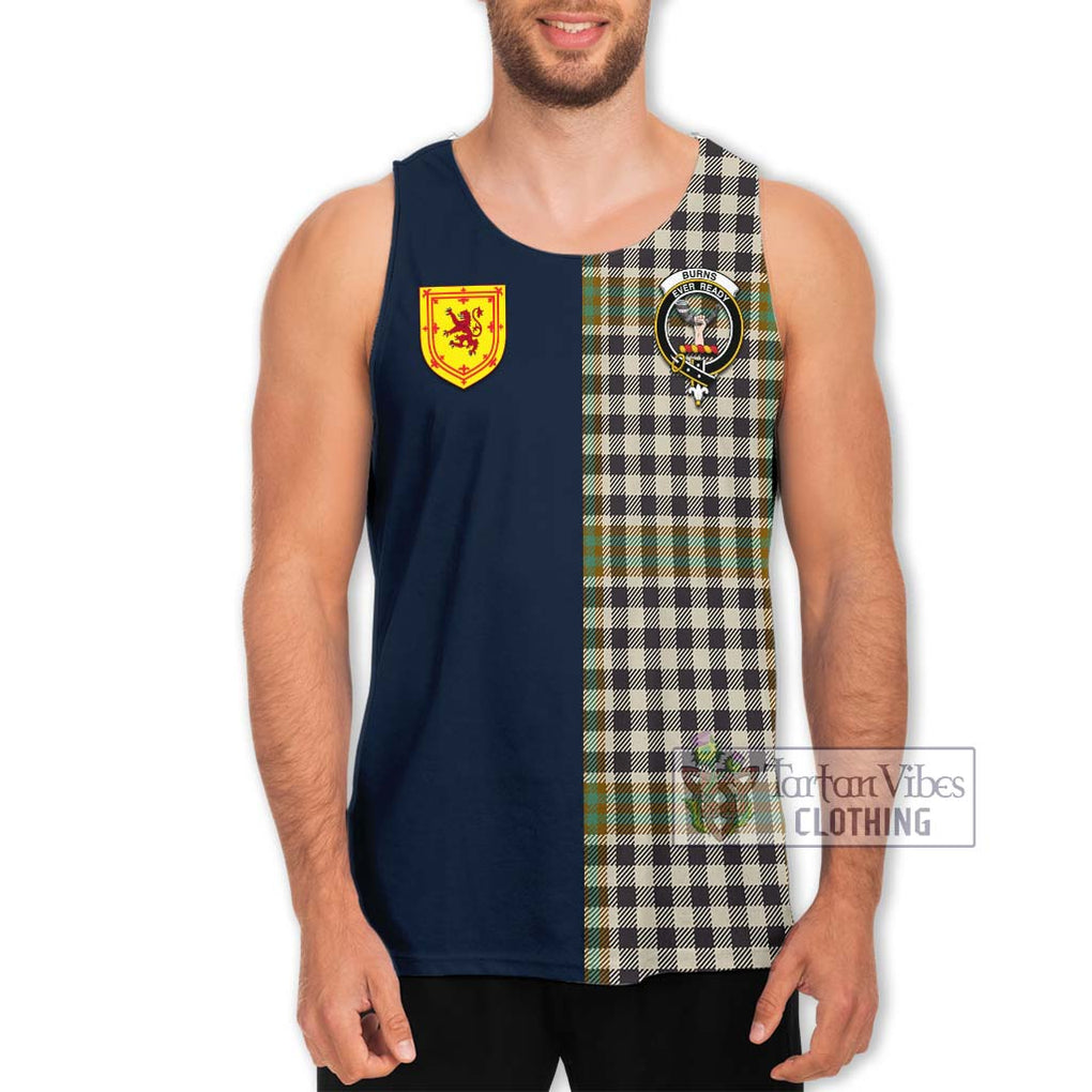 Tartan Vibes Clothing Burns Check Tartan Men's Tank Top with Scottish Lion Royal Arm Half Style