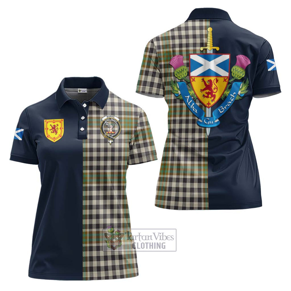 Tartan Vibes Clothing Burns Check Tartan Women's Polo Shirt with Scottish Lion Royal Arm Half Style