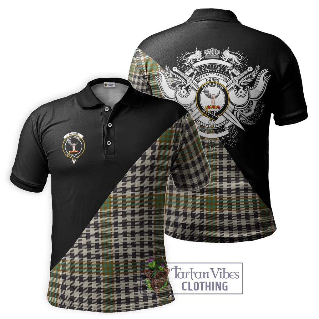 Burns Check Tartan Polo Shirt with Family Crest and Military Logo Style Kid - Tartanvibesclothing Shop