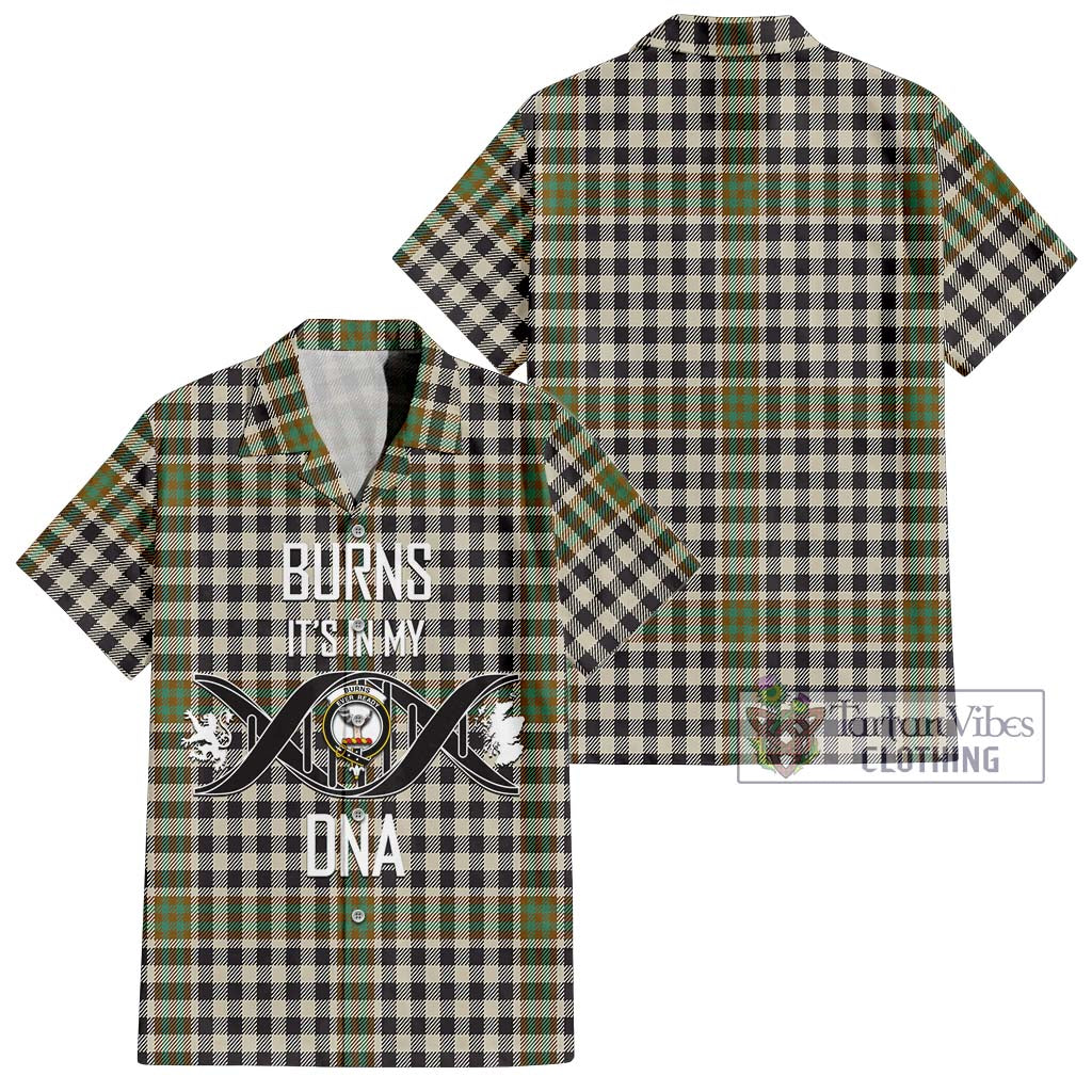 Tartan Vibes Clothing Burns Check Tartan Short Sleeve Button Shirt with Family Crest DNA In Me Style