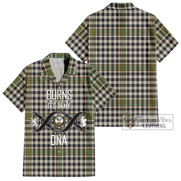 Burns Check Tartan Short Sleeve Button Shirt with Family Crest DNA In Me Style