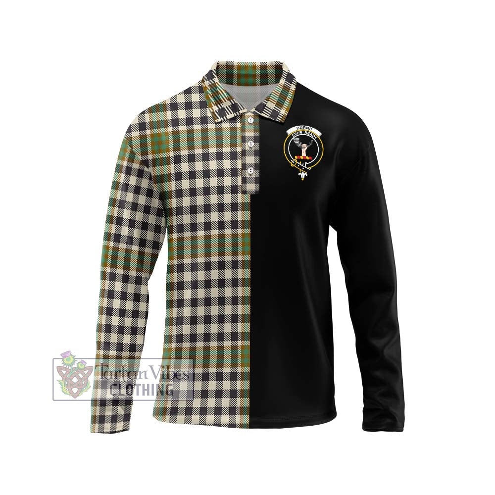 Burns Check Tartan Long Sleeve Polo Shirt with Family Crest and Half Of Me Style Unisex - Tartanvibesclothing Shop