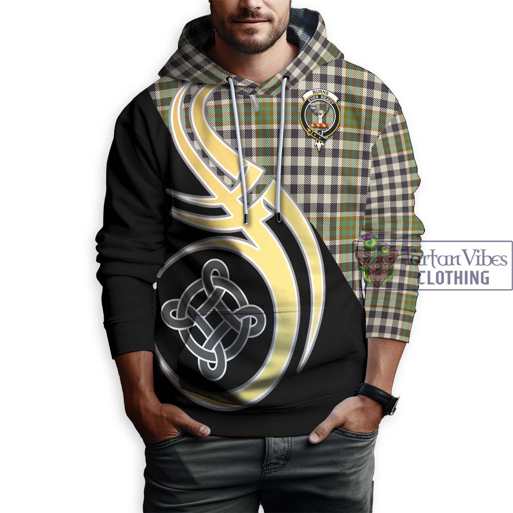 Burns Check Tartan Hoodie with Family Crest and Celtic Symbol Style Zip Hoodie - Tartan Vibes Clothing