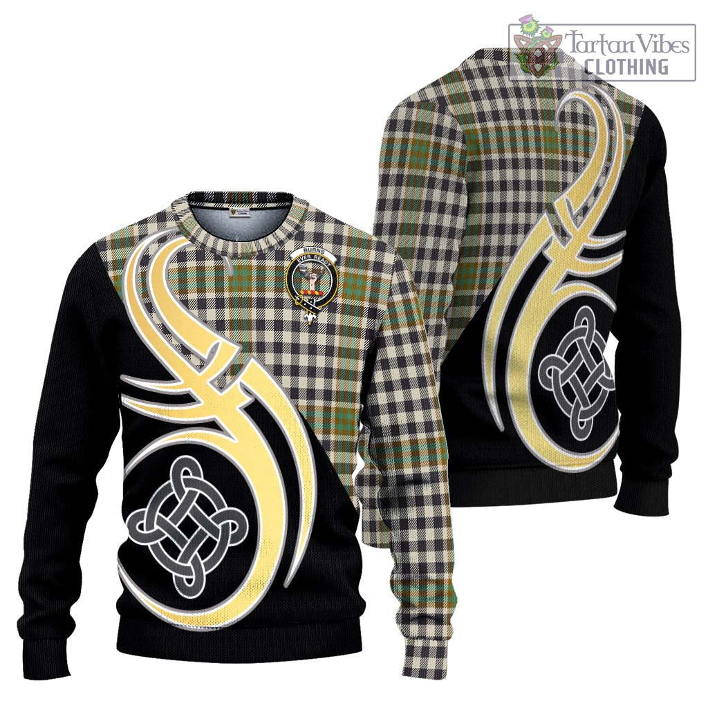 Burns Check Tartan Knitted Sweater with Family Crest and Celtic Symbol Style Unisex - Tartan Vibes Clothing