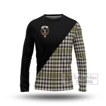 Burns Check Tartan Long Sleeve T-Shirt with Family Crest and Military Logo Style