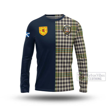 Burns Check Tartan Long Sleeve T-Shirt Alba with Scottish Lion Royal Arm Half Style