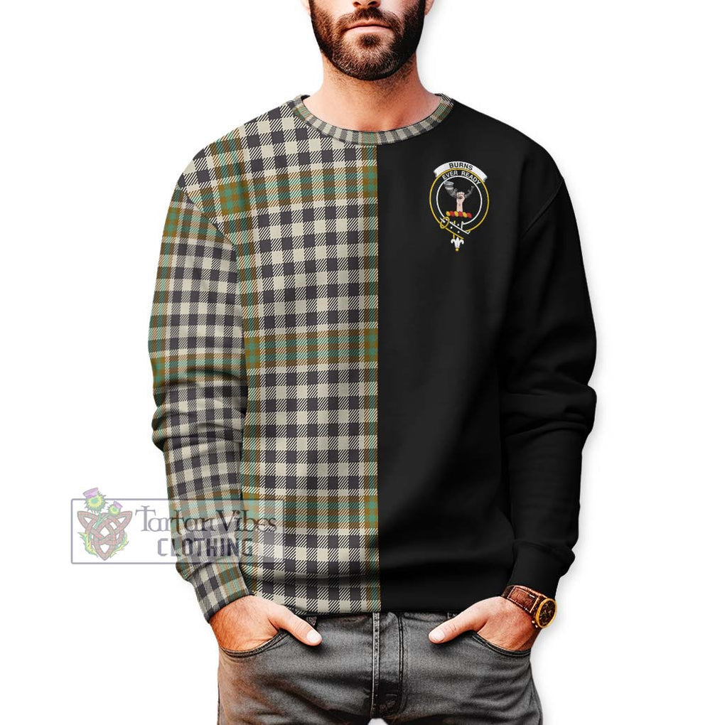 Burns Check Tartan Sweatshirt with Family Crest and Half Of Me Style Unisex - Tartanvibesclothing Shop