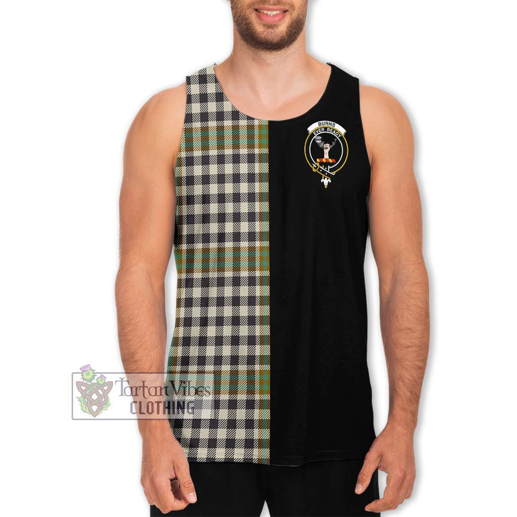 Burns Check Tartan Men's Tank Top with Family Crest and Half Of Me Style Men - Tartanvibesclothing Shop