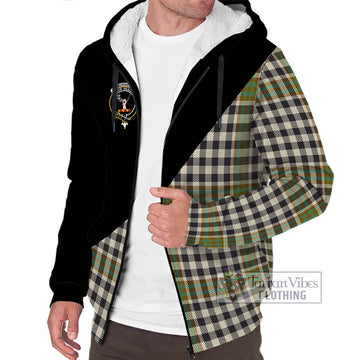 Burns Check Tartan Sherpa Hoodie with Family Crest and Military Logo Style