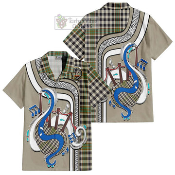 Burns Check Tartan Short Sleeve Button Shirt with Epic Bagpipe Style