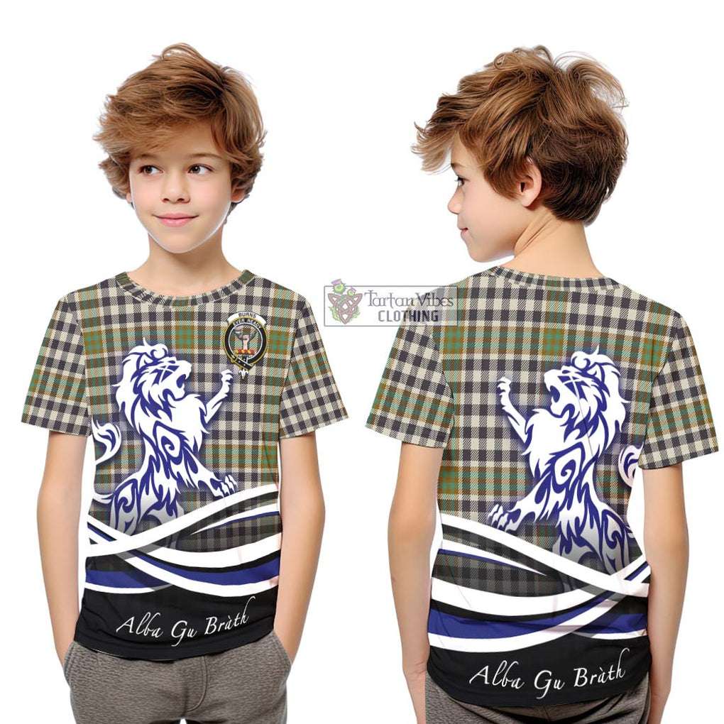 Burns Check Tartan Kid T-Shirt with Alba Gu Brath Regal Lion Emblem Youth XL Size14 - Tartanvibesclothing Shop