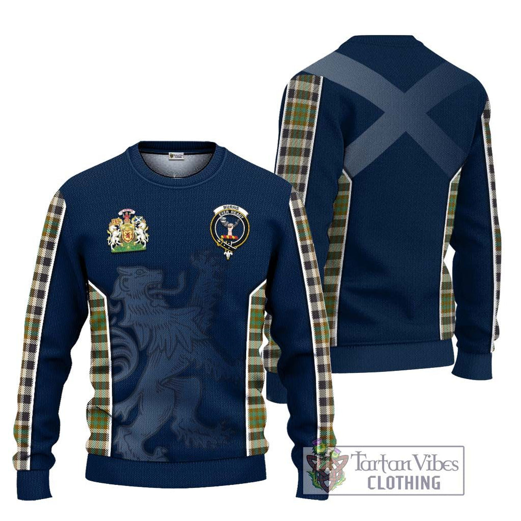 Burns Check Tartan Knitted Sweater with Family Crest and Lion Rampant Vibes Sport Style Unisex - Tartan Vibes Clothing