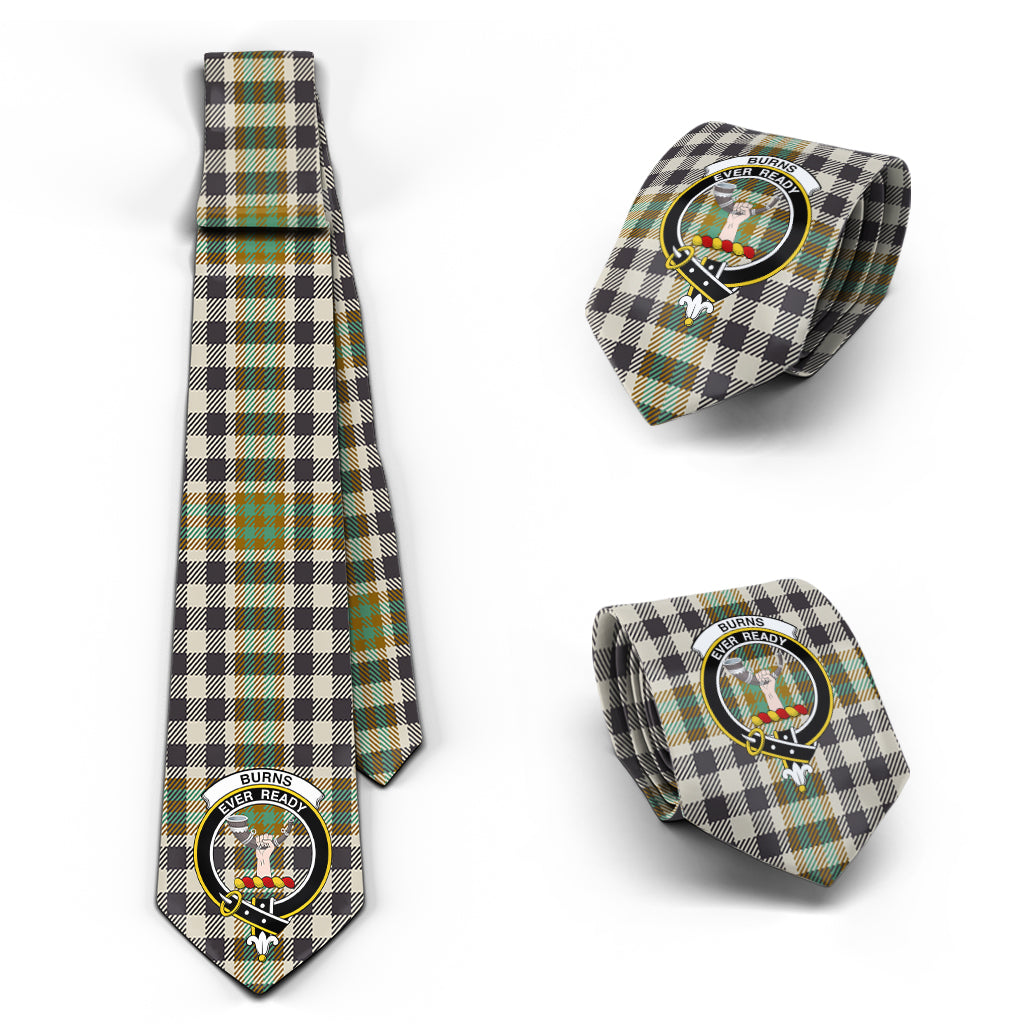 Burns Check Tartan Classic Necktie with Family Crest Necktie One Size