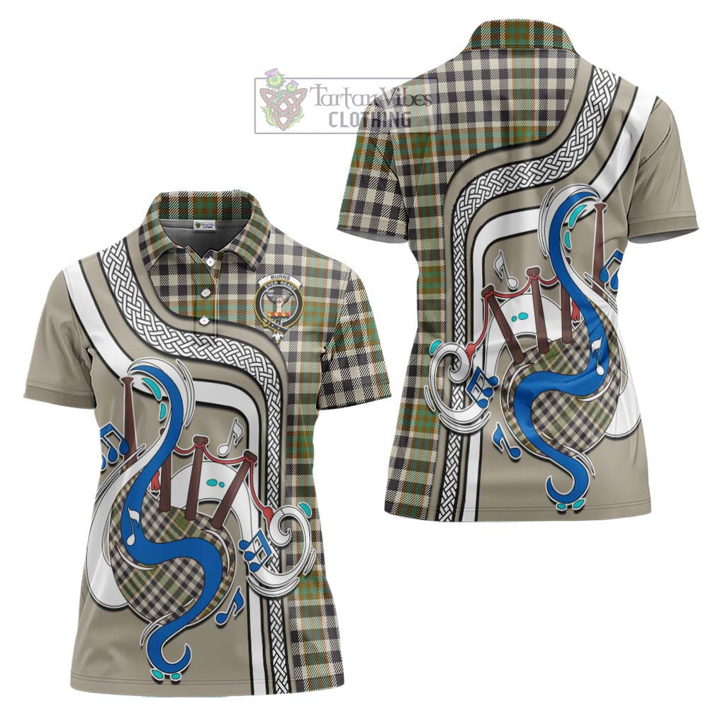 Burns Check Tartan Women's Polo Shirt with Epic Bagpipe Style Women - Tartanvibesclothing Shop