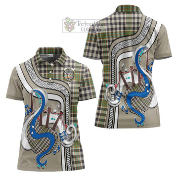 Burns Check Tartan Women's Polo Shirt with Epic Bagpipe Style