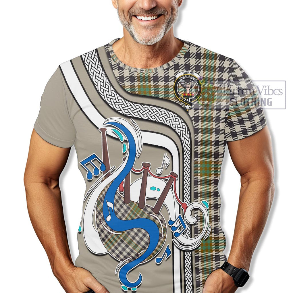 Burns Check Tartan T-Shirt with Epic Bagpipe Style Kid's Shirt - Tartanvibesclothing Shop