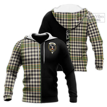 Burns Check Tartan Knitted Hoodie with Family Crest and Half Of Me Style