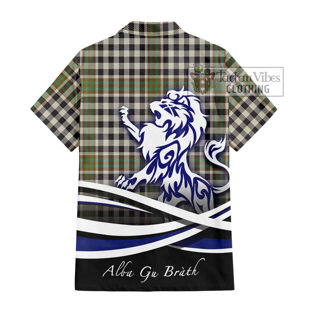 Burns Check Tartan Short Sleeve Button Shirt with Alba Gu Brath Regal Lion Emblem - Tartanvibesclothing Shop