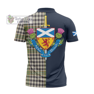 Burns Check Tartan Zipper Polo Shirt Alba with Scottish Lion Royal Arm Half Style