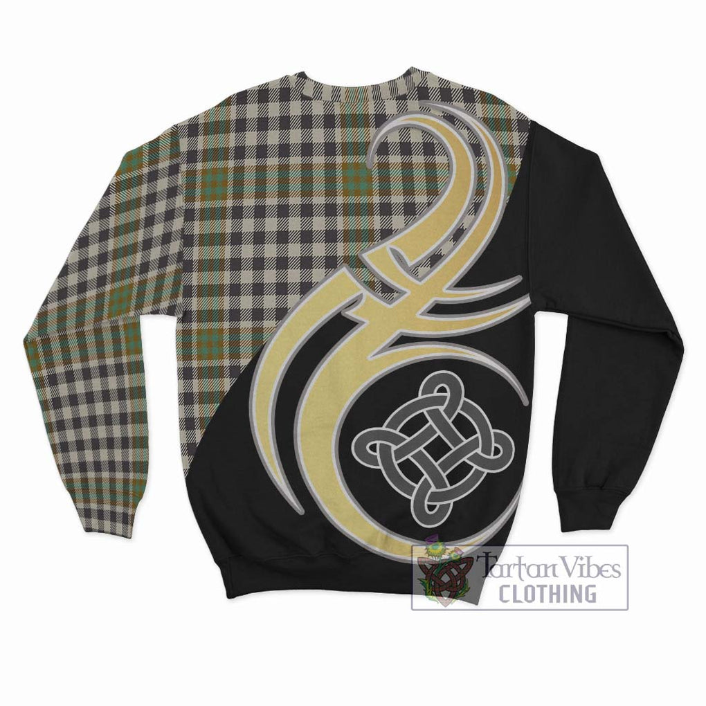 Burns Check Tartan Sweatshirt with Family Crest and Celtic Symbol Style - Tartan Vibes Clothing