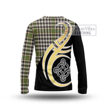 Burns Check Tartan Long Sleeve T-Shirt with Family Crest and Celtic Symbol Style