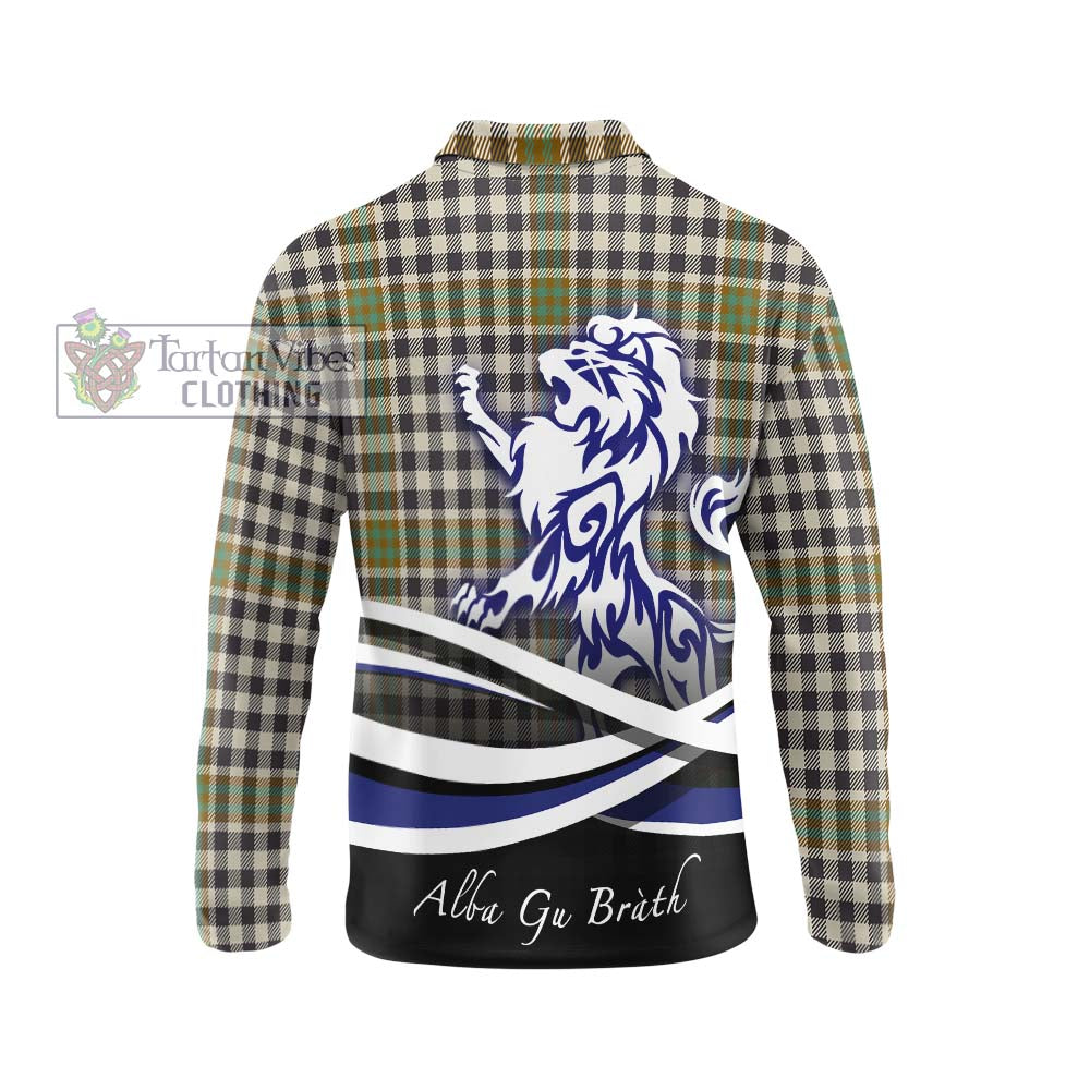 Burns Check Tartan Long Sleeve Polo Shirt with Alba Gu Brath Regal Lion Emblem - Tartanvibesclothing Shop