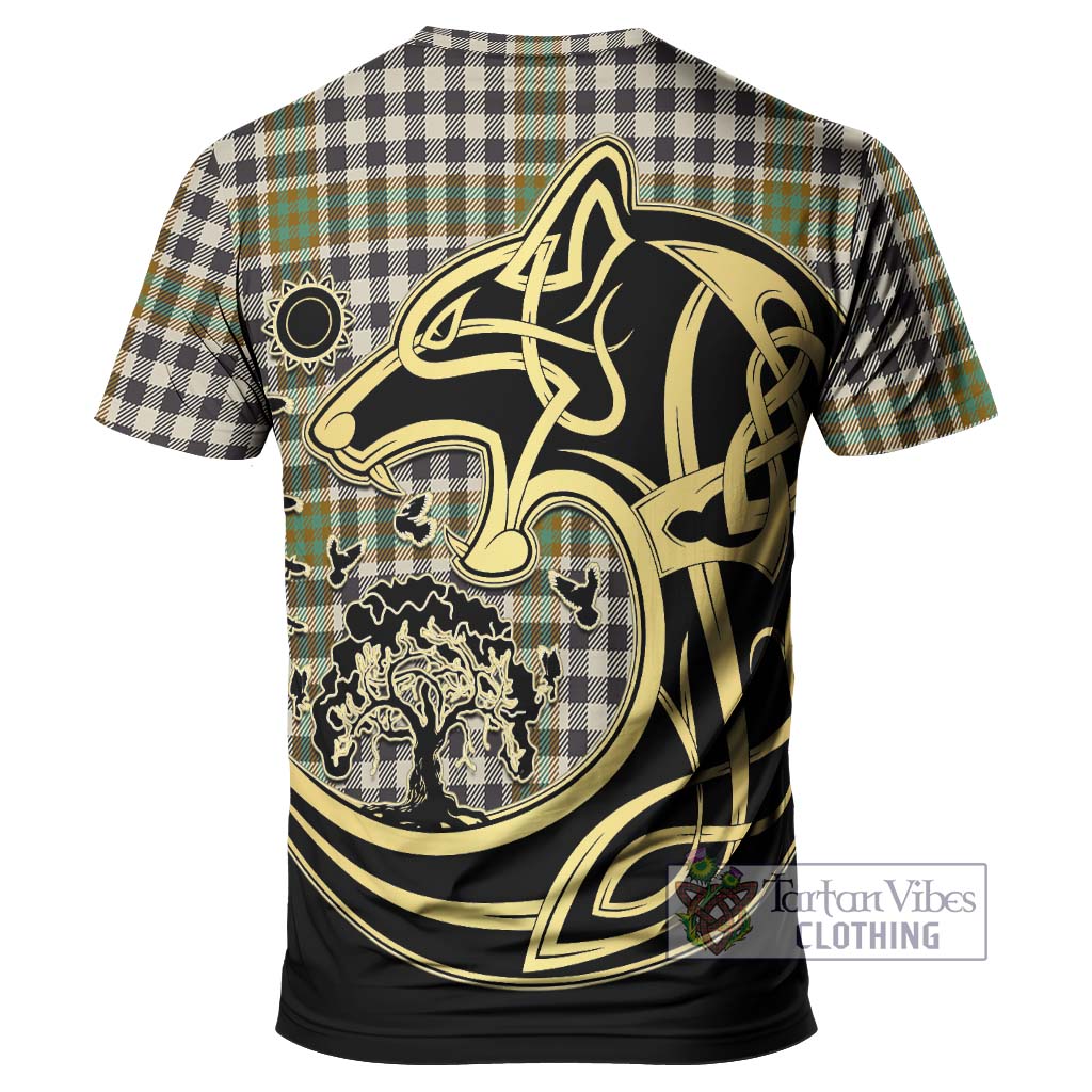 Tartan Vibes Clothing Burns Check Tartan T-Shirt with Family Crest Celtic Wolf Style