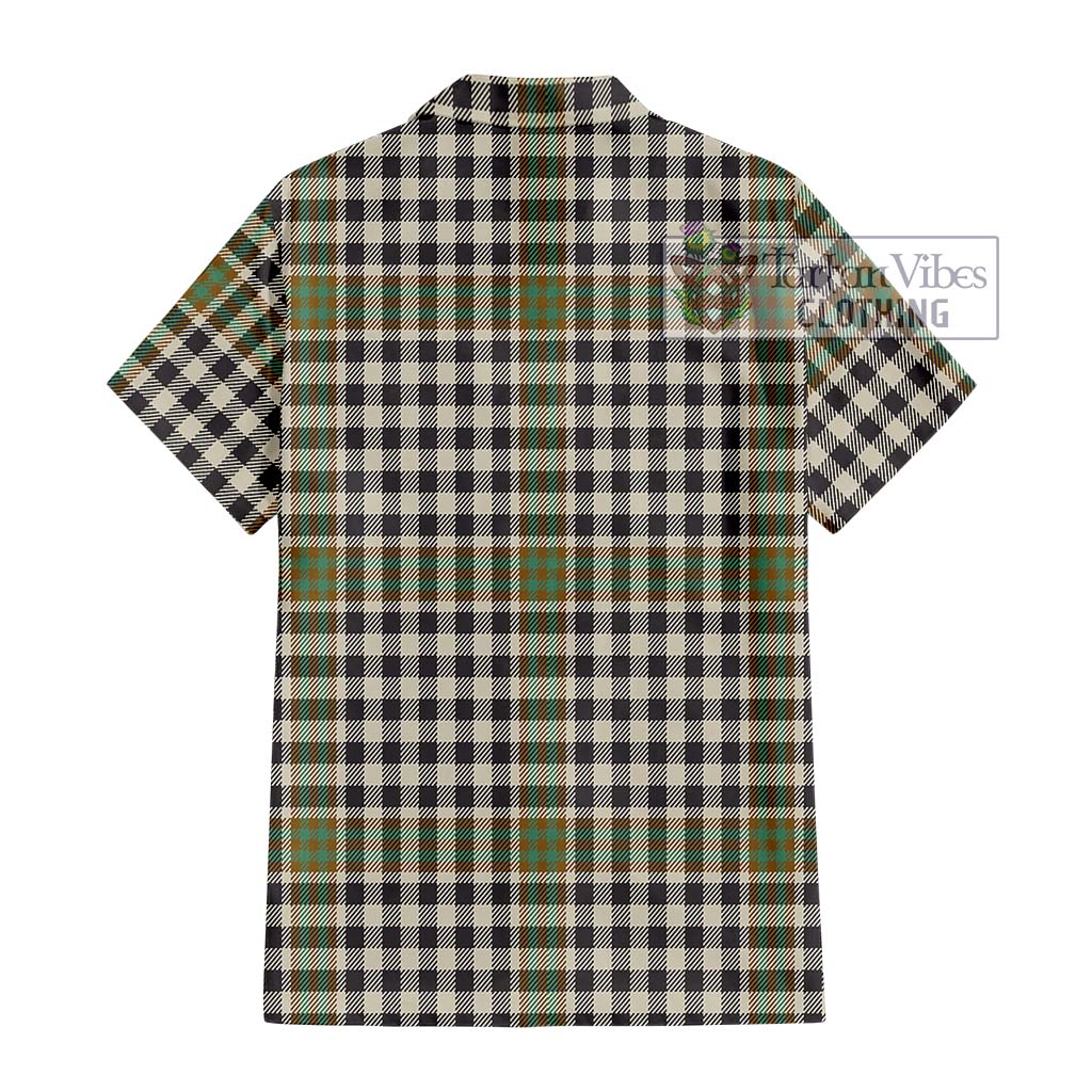 Tartan Vibes Clothing Burns Check Tartan Short Sleeve Button Shirt with Family Crest DNA In Me Style